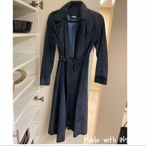 Reformation blue suede trench coat